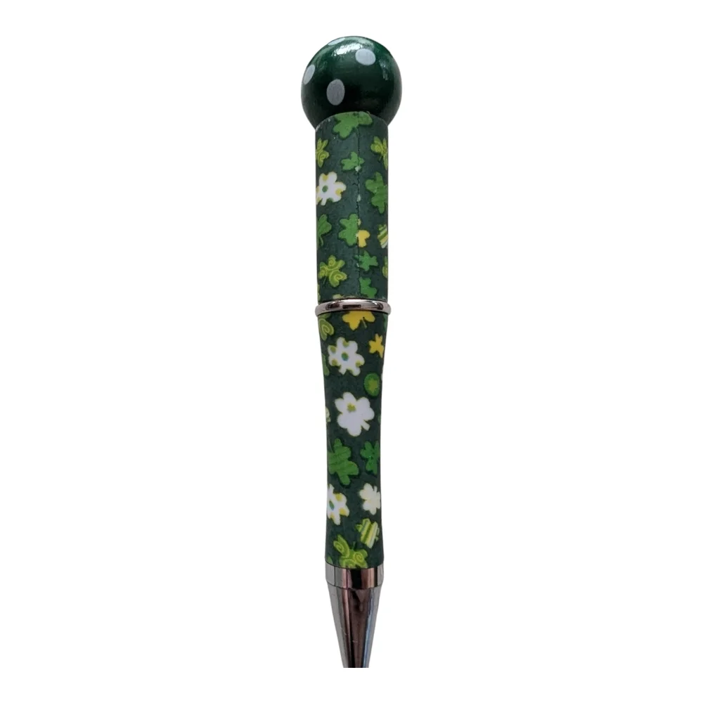 Hand Crafted Pen green st. Patrick's Day shamrock bling sparkle  H-015